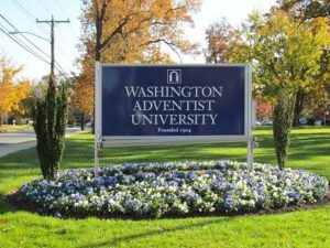 photo of Washington Adventist University sign