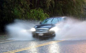 photo of car in rain